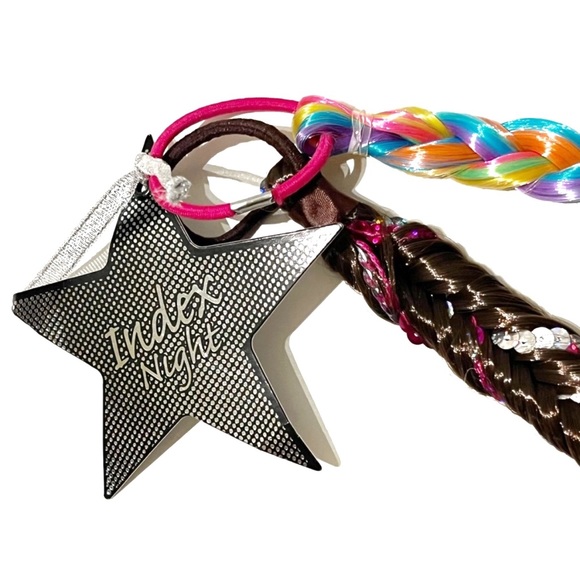 Childrens Ponytail Hair Extension Braids Rainbow Brown Pink Sequins Brunette Fun - Picture 2 of 10